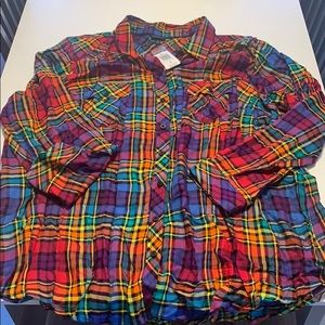 Rainbow Plaid Button Down